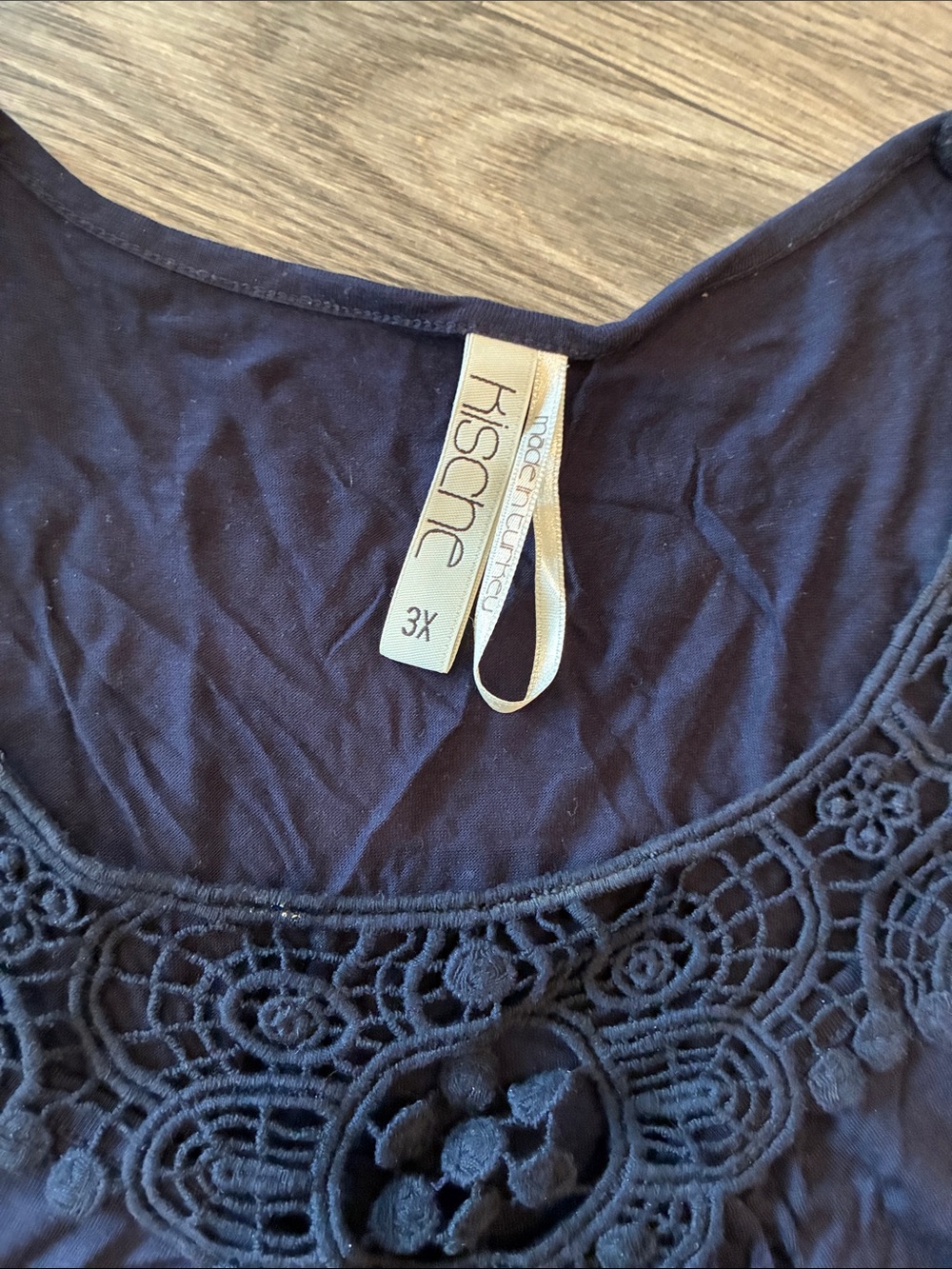 Kismet Navy Crochet-Front Tank Top